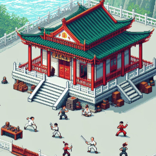 Training in the Dojo Courtyard